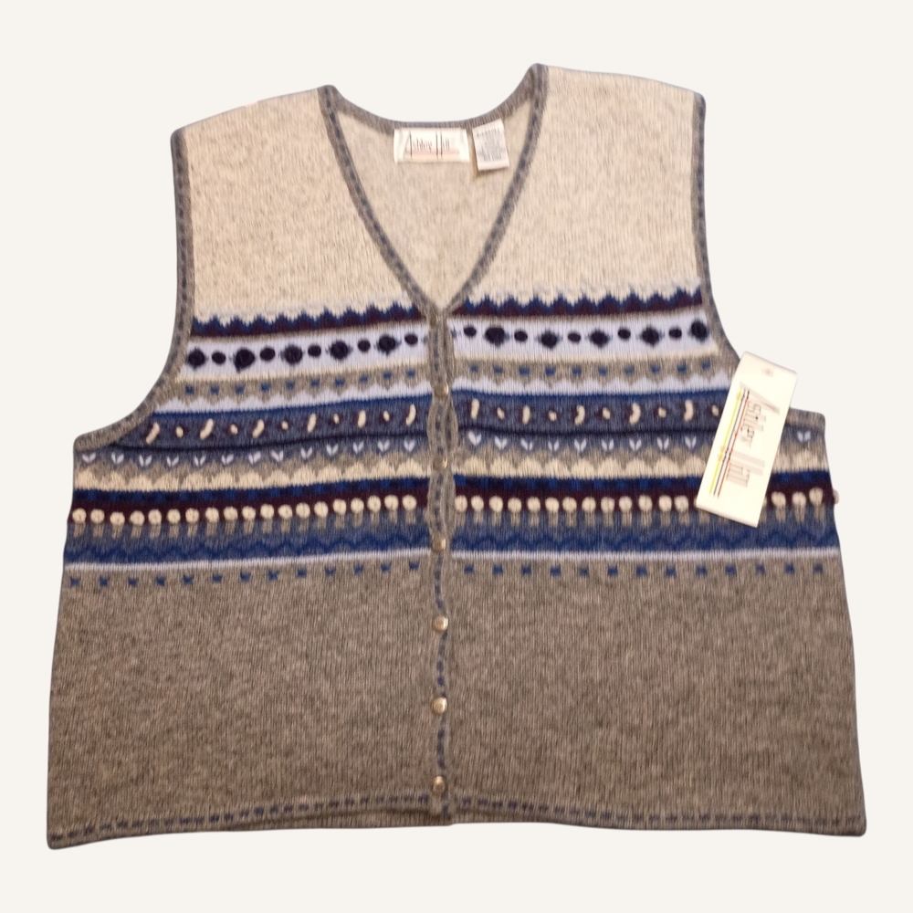 Vintage Ashley Hill 100% Shetland Wool Sweater Vest Size Extra Large